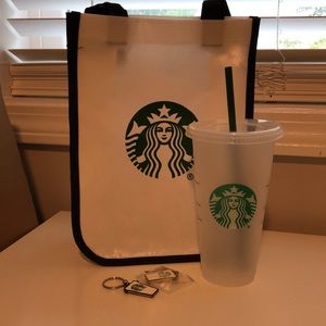 😻😻Starbucks Reusable Cold Cup,  Bag & keychains